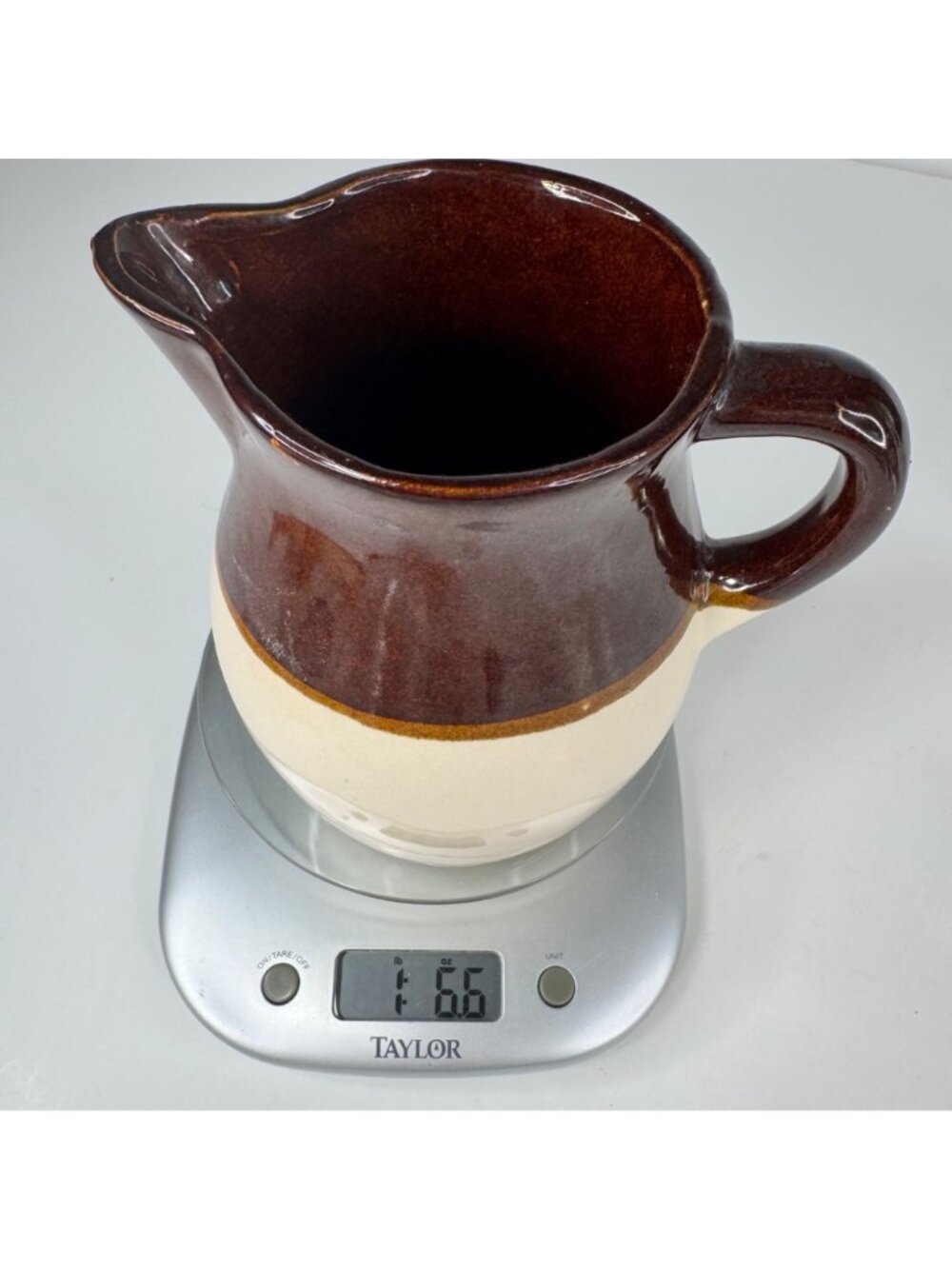 Roseville RRP Co USA Ceramic Pitcher Stoneware Brown Glaze 6" Tall Rustic - Picture 8 of 10